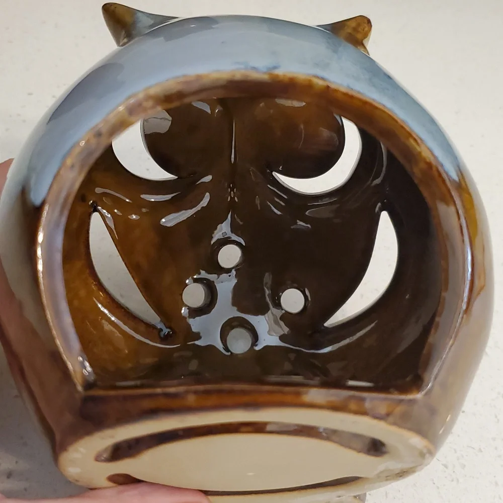 Pier 1 Owl Tea Light Ceramic Pottery Candle Holder